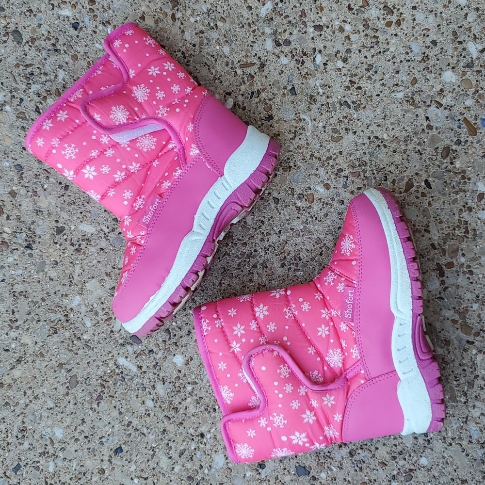 Shofort Pink Snow Boots Toddler 8 Cold Weather Snowflakes